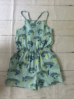 Tea Collection Esperanza Smocked romper Fish Print Romper girls 14 nwt